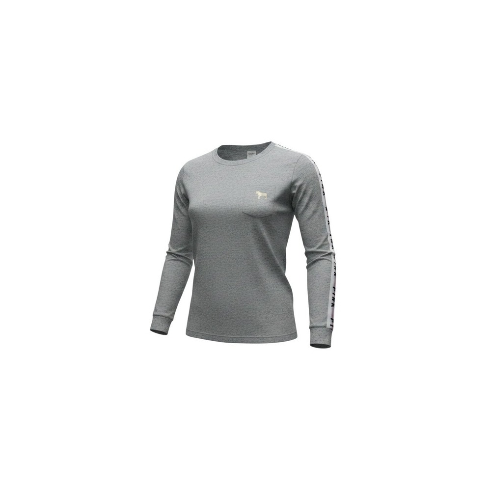 PINK Victoria's Secret Long Sleeve Shirt Women Medium Gray Excellent Sequin Logo